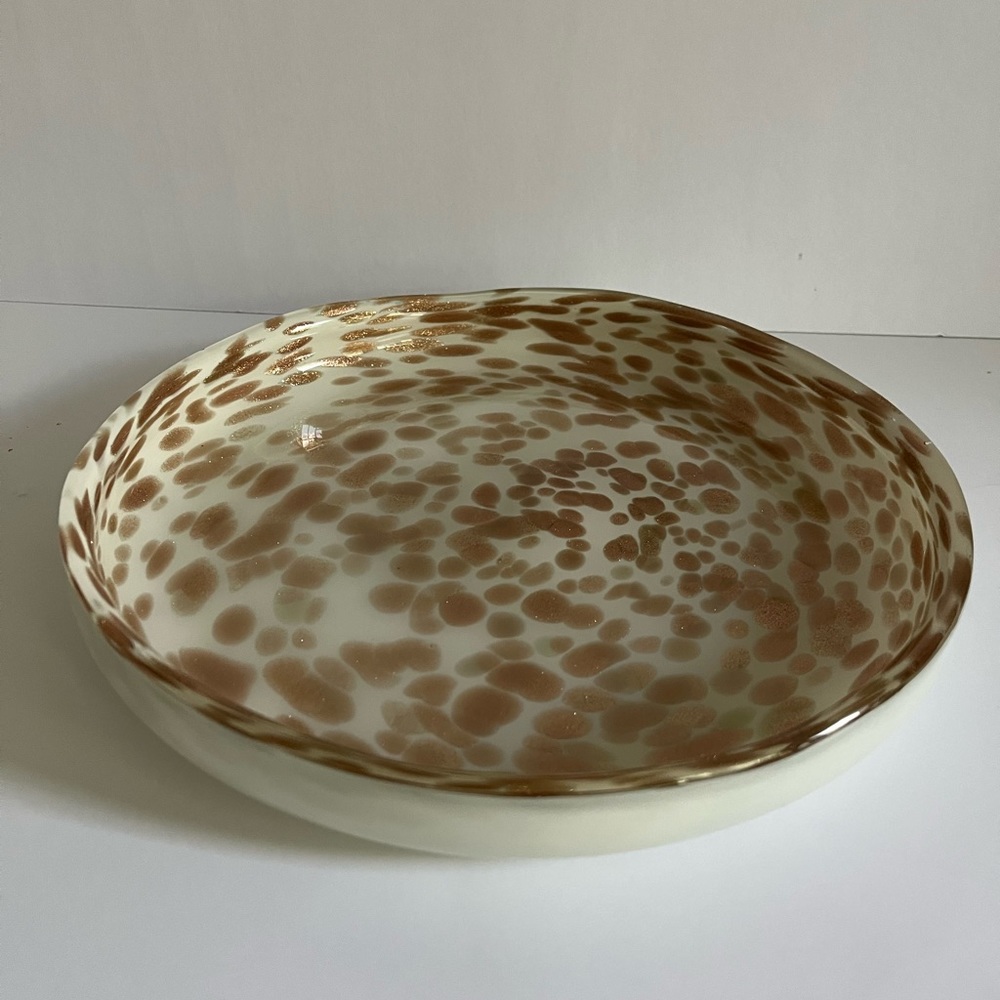 Anthropologie Art Glass Serving Tray Plate Gold Bronze Dichroic Glass
